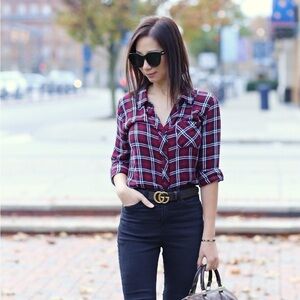 Philosophy Plaid Luxe Button Down Shirt M